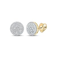 The Diamond Deal Sterling Silver Womens Round Diamond Square Earrings 1/10 Cttw