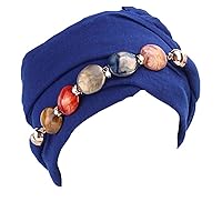 Bead Turban Head Scarf with Jewelry Decoration Beanie Headwear Turbans Scarf Bosmia Style for Women