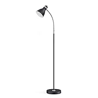 LEPOWER Floor Lamp, Metal Standing Lamp with Adjustable Gooseneck, Heavy Metal Base, Reading Pole Lamp for Office, Black Floor Lamps for Bedroom, Living Room