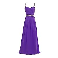 Women Pleated Chiffon Prom Dress Long Beaded Formal Evening Gowns