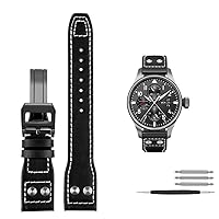 RAYESS 21mm 22mm Calfskin Leather Watchband Replacement for IWC Watch Pilot PORTOFINO Mark18 Folding buckle strap Bracelets