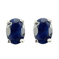 7x5mm Oval Cut 2.0 ct Natural Blue Sapphire September Birthstone Gemstone 925 Sterling Silver Stud Earring For Girls And Woman