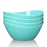 GlowSol 4 Pcs Ceramic Soup Bowls Set - 42 Ounces Kitchen Bowls for Cereal, Salad, Dessert, Serving Bowls Pasta Bowl Set, Microwave, Dishwasher and Oven Safe, Mint Green