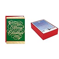 Hallmark Boxed Christmas Cards, Green and Gold (40 Cards with Envelopes) & Boxed Christmas Cards, Church Blessings (40 Cards and 40 Envelopes)