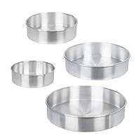 Tezzorio Set of 4 Natural Aluminum Round Layer Cake Pans, 8