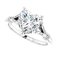 Engagement Rings with 2ct Moissanite, 14K White Gold, Size 3-12