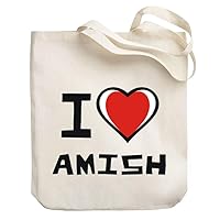 I love Amish Bicolor Heart Canvas Tote Bag 10.5