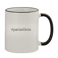 #parasitism - 11oz Colored Handle and Rim Coffee Mug, Black