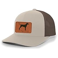Heritage Pride Canine Collection Redbone Coonhound Deer Hunting Dog Mens Engraved Leather Patch Mesh Back Trucker Hat