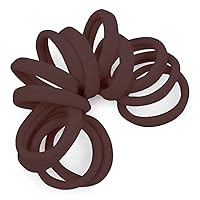 Seamless Hair Ties - Dark Brown - Extra Gentle Soft and Stretchy Nylon Fabric Ponytail Holders - 12 Count