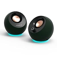 Creative Pebble Pro Minimalist 2.0 USB-C Computer Speakers with Bluetooth 5.3 and Customizable RGB Lighting, Clear Dialog and BassFlex Tech, USB Audio, Headset Port, for PC and Mac …