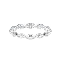 1-8 Carat (ctw) White Gold Marquise Cut LAB GROWN Diamond Eternity Band (Color H-I Clarity VS1-VS2)