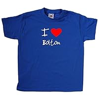 I Love Heart Bolton Royal Blue Kids T-Shirt