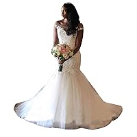 Beach Lace up Corset Bridal Ball Gowns Long Train Mermaid Wedding Dresses for Bride Plus Size