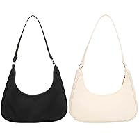 Firtink 2 Pieces Shoulder Bag, Women's Handbag, Small, Armpit Bag, Women's Vintage Shoulder Handbag, 90s Fashion Handbags for Women, black, white