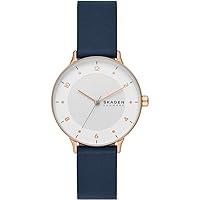 SKAGEN RIIS Watch for Women, Quartz Movement with Stainless Steel or Leather Strap