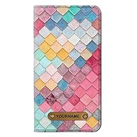 RW2947 Candy Minimal Pastel Colors PU Leather Flip Case Cover for iPhone 11 Pro Max with Personalized Your Name on Leather Tag