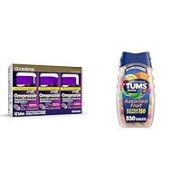 GoodSense Omeprazole, Compare to Prilosec, Delayed Release Tablets 20 mg & TUMS Extra Strength Antacid Tablets for Chewable Heartburn Relief and Acid Indigestion Relief