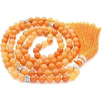 orange aventurine Jaap mala Beads Necklace for Women Man, mala Bracelet, Prayer Beads Necklace