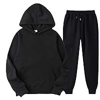 Hoodies For Men Pullover, Men's Tracksuits Jogging Sets Soild Color Hooded Sweatsuits Sportsuit With Pocket