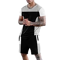 34s Suit Men's Sport Set Summer Outfit 2 Piece Set Short Sleeve T Shirts and Shorts Stylish Casual Vest and Pants
