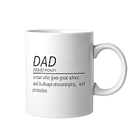 Dad Definition Dictionary Word Meaning Novelty Coffee Mug with Inspirational Saying 11oz Funny Ceramic White Coffee Cup Gifts for Birthday New Year Christmas Mugs