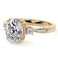 1 Carat Oval Cut Colorless Moissanite Diamond Ring Solid Gold Female Engagement Wedding Ring Christmas Gift
