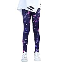 Kids Girls Stretchy Butterfly Print Legging Pants Casual Elastic Waist Yoga Training Tight Bottoms