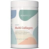 Multi Collagen - Easy-to-mix nutritional supplement with 5 collagen types including hydrolyzed collagen to help support nail, skin, hair and joint health, for men and women, unflavored, 8 oz