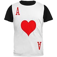 Halloween Ace of Hearts Card Soldier Costume Adult Black Back T-Shirt - Large