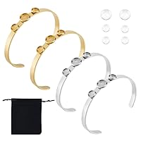 UNICRAFTALE 2 Colors 2Pcs Stainless Steel Open Cuff Bangle Findings Adjustable Blank Tray Setting with 6Pcs Glass Cabochons DIY Blank Half Round/Dome Bracelet Making Kit for Jewelry Making