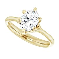 925 Silver, 10K/14K/18K Solid Gold Moissanite Engagement Ring 1.0 CT Oval Cut Handmade Solitaire Ring, Diamond Wedding Ring for Women/Her Anniversary Ring, Birthday Ring,VVS1 Colorless Gifts