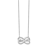 20mm 14k White Gold Polished Diamond Double Infinity Symbol Necklace Jewelry for Women
