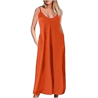Recent Orders Placed by Me On Amazon Women Strappy Midi Dress Scoop Neck Casual Summer Dresses Solid Elegant Vacation Dress Holiday Flowy Sundress Swimwear Orange