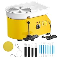 SKYTOU Pottery Wheel Pottery Forming Machine 25CM 350W Electric Pottery Wheel with Foot Pedal DIY Clay Tool Ceramic Machine Work Clay Art Craft (Yellow)