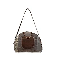Myra Bags Flowering Upcycled Canvas Shoulder Bag S-0704, Tan, Khaki, Brown, One_Size