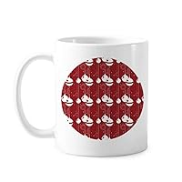 Red Decoration White Pattern Christmas Mug Pottery Ceramic Coffee Porcelain Cup Tableware