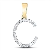 The Diamond Deal 10kt Yellow Gold Womens Round Diamond C Initial Letter Pendant 1/5 Cttw