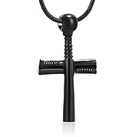 Urn Necklace Athletes Cross Necklace Pendant Stainless Steel Baseball Bat Cross Necklace Cremation Jewelry