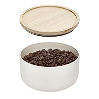 iDesign Recycled Plastic Small Mixing Bowl with Lid, The Rosanna Pansino Collection – 6.25” L x 6.25” W x 3.5” H, Coconut Bowl with Natural Wood Lid