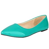 LUXMAX Women Patent Leather Pointed Toe Flats Slip On Casual Court Shoes
