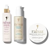 Rahua Curl Care Set, Hydration Detangler + UV Barrier 6.5 Fl. Oz. Smoothing Hair Balm, with Curl Styler, solution for curly hair, providing nourishment, hydration, and styling.