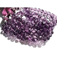 Purple Grape Amethyst Quartz, Micro Faceted Onion Briolettes, 7mm Beads, 46 Pieces
