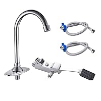 Faucets,Water-Taps,Factory Sanitary Faucet Bathroom Foot-Operated Faucet Tap Modern Home Sink Basin Pedal Mixter Water Tap Environmental Protection Laboratory Hospital/C