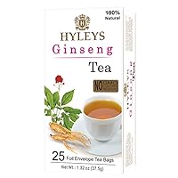 Hyleys Ginseng with Green Tea - 25 Tea Bags (12 Pack - 300 Tea Bags Total)
