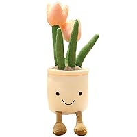Cute Succulents Plant Plush Toy, 14.6'' Potted Plant Stuffed Plush Pillow Decoration, Soft Fluffy Succulents Tulip Plush, Plush Toy Gift for Kids Girls (Pink - Tulip, 37cm/14.6inch)