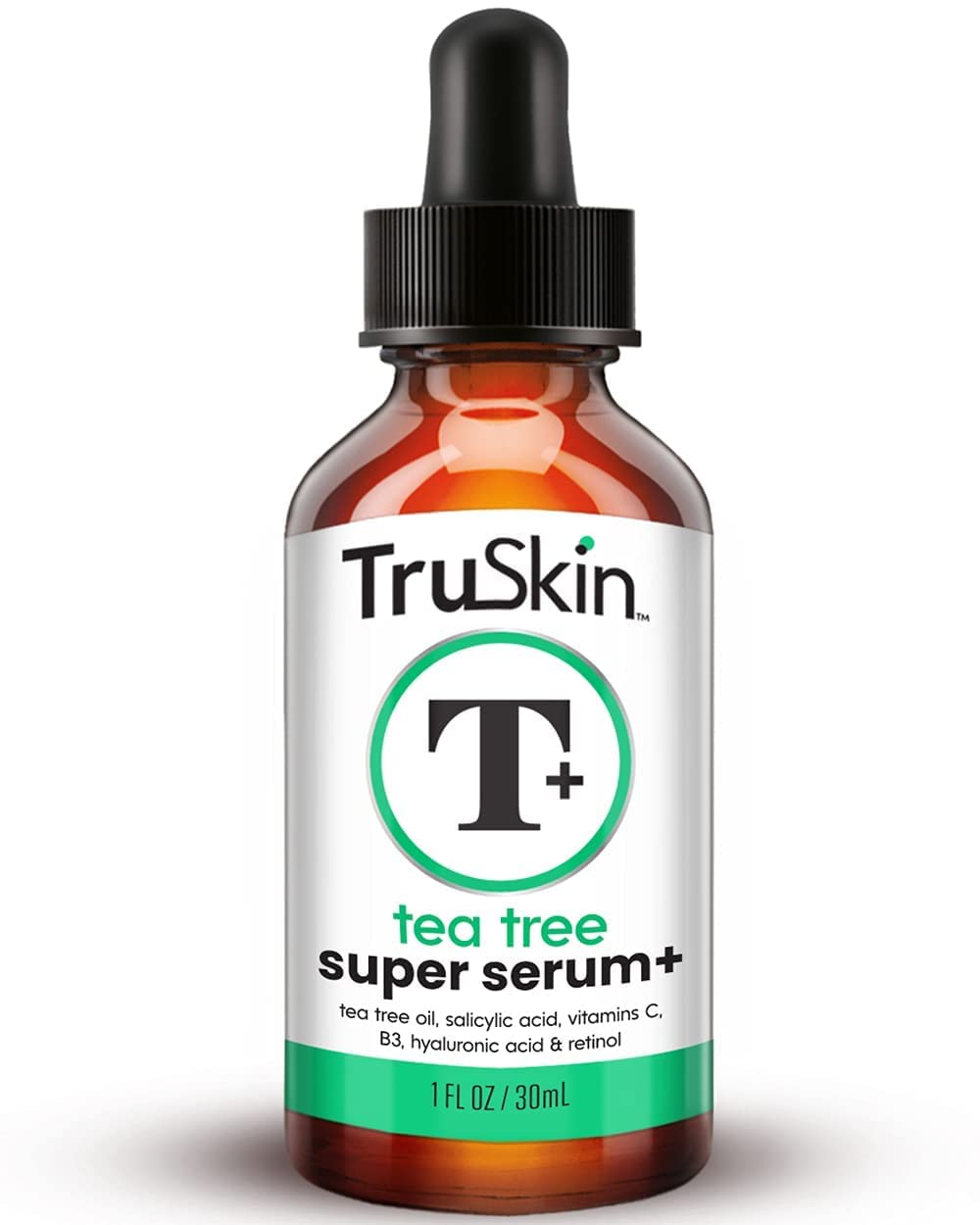 TruSkin Tea Tree Super Serum for Face – Clarifying Facial Serum with Tea Tree Oil, Salicylic Acid, Hyaluronic Acid and Niacinamide – Skin Care Made to Unclog Pores & Soothe Unhappy Skin, 1 fl oz