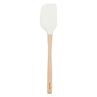 Tovolo White Flex-Core Wood Handled Silicone Spatula, Non-Stick, Heat-Resistant, BPA-Free, Dishwasher-Safe With Removable Angled Head