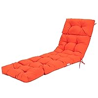 Chair, 72” x 22” x 4” Patio Chaise Lounge w/4 String Ties, Thickened Recliner Cushions, 1 Count (Pack of 1), Orange