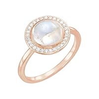 14k Gold Rainbow Celestial Moonstone Round Rainbow Moonstone 0.13 Dwt Diamond Ring Sz 6.5 Jewelry for Women in Rose Gold White Gold Yellow Gold and Variety of Options